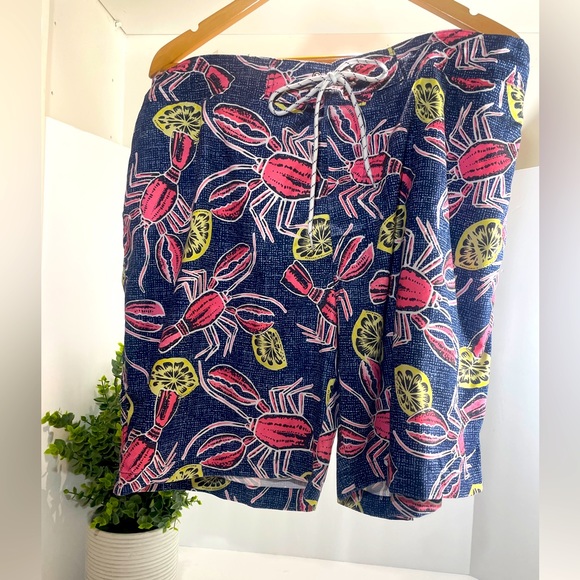 Lobster Men’s Swim Trunks Preppy Bathing Suit Blue Beach Swim Pool Size XXL - Picture 2 of 15